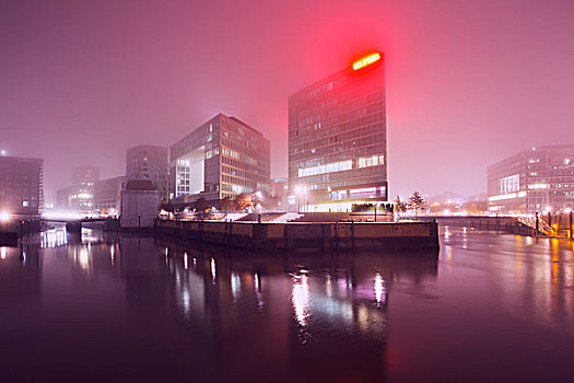 雾状,早晨,港口,汉堡市,德国