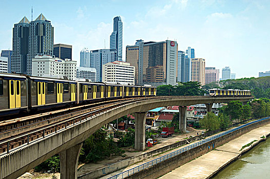 高架铁路,天际线,吉隆坡,马来西亚,东南亚
