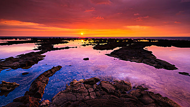 日落,上方,皇家,科纳海岸,夏威夷大岛,夏威夷,美国