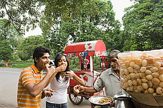 摊贩,印度,餐食,伴侣,街道,加尔各答,西孟加拉