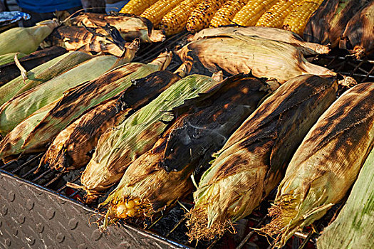 烤制食品,玉米棒,市场,纽约