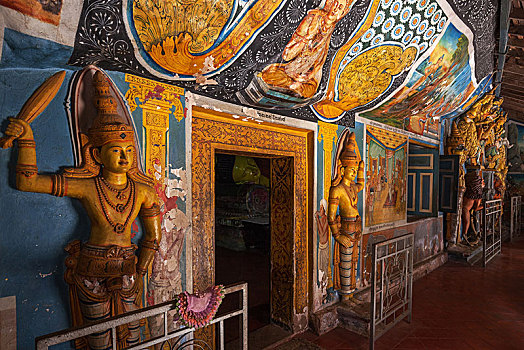 佛像,壁画,室内,石头,庙宇,中央省,斯里兰卡,亚洲