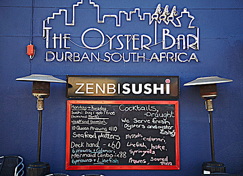 菜单,牡蛎,餐馆,码头,维多利亚,堤,德班,南非