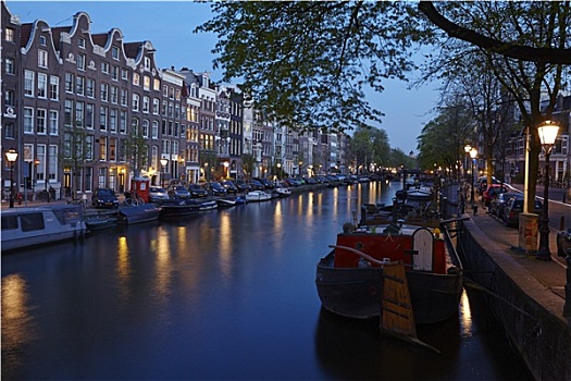 阿姆斯特丹,运河,晚上