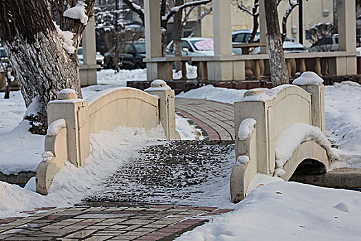 公园雪景