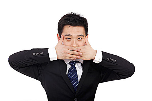 一個雙手捂嘴的商務(wù)男士