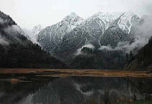 四川,黄龙,雪山,寒冷,村庄,户外