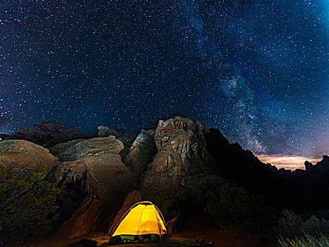 帐蓬,营地,星空,高处,银河,夜景,死亡谷国家公园,加利福尼亚,美国,北美