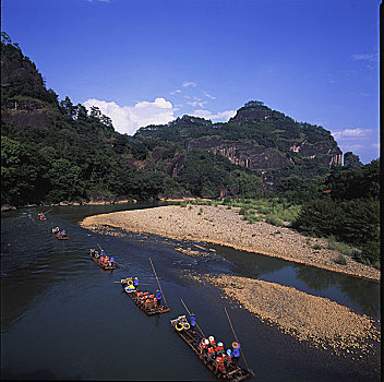 武夷山,飘流,山峰,水,江,船