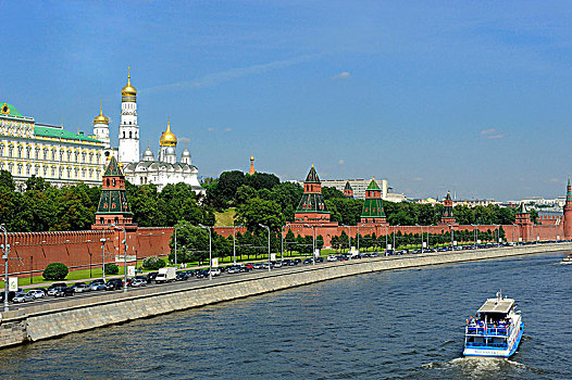 俄罗斯,莫斯科,墙壁,克里姆林宫,堤岸