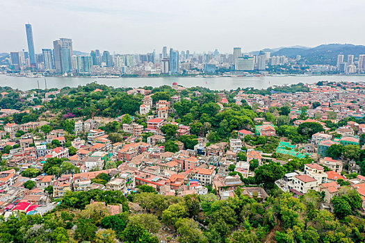 航拍福建厦门鼓浪屿风景名胜区风光