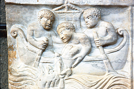 鲸,早,基督教,石棺,罗马人,大理石,4世纪,艺术家,未知