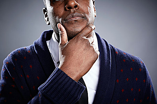 年轻,男人,头像,手托下巴