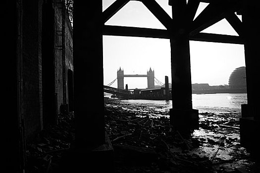 桥,码头,塔桥,泰晤士河,伦敦,英格兰