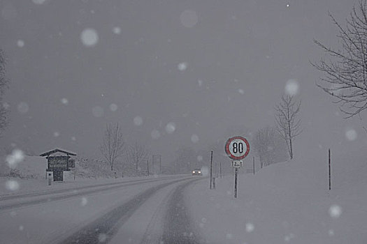 乡间小路,下雪