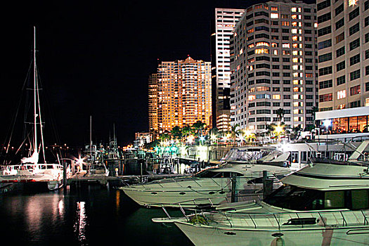码头,地区,迈阿密,夜晚