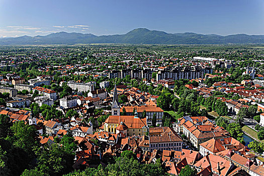 俯视图,卢布尔雅那,斯洛文尼亚,城堡,毕业生