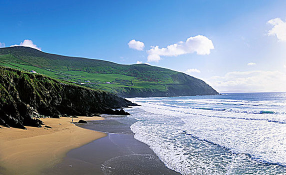 海滩,丁格尔半岛,爱尔兰,海岸