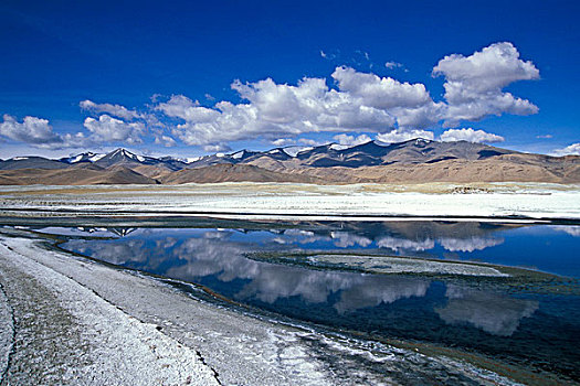 高海拔,盐湖,印度,喜马拉雅山,查谟-克什米尔邦,北印度,亚洲