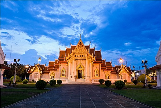 著名,风景,大理石庙宇,曼谷,泰国