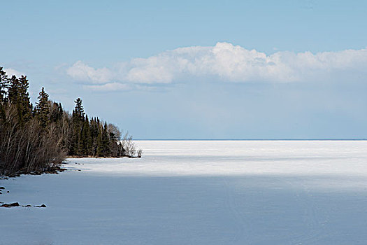 冰冻,湖,冬天,温尼伯湖,赫克拉火山磨石省立公园,曼尼托巴,加拿大
