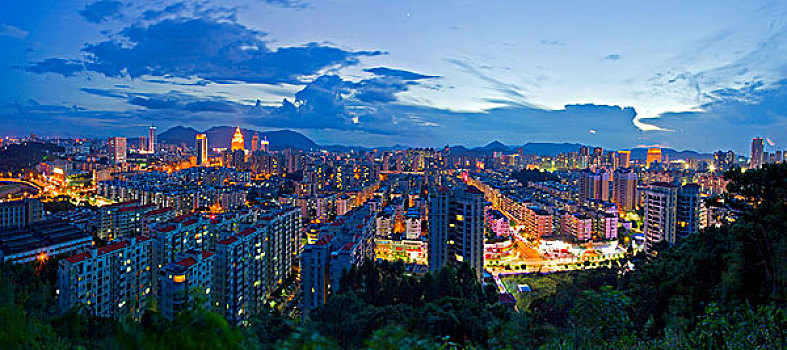城市,建筑群,鸡爪山,俯拍,夜晚,广东