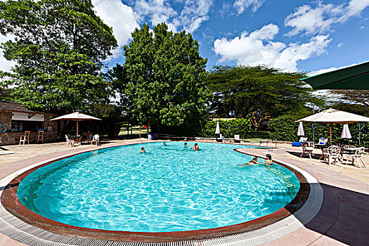 游泳池,住宿,马赛马拉国家公园,肯尼亚,东非,非洲