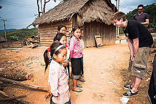 孩子,乡村,老挝