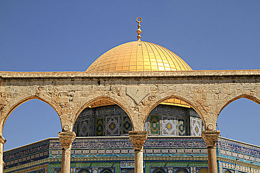 正面,穹顶,圆顶清真寺,圣殿山,老城,耶路撒冷,以色列