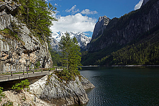 湖,山,萨尔茨卡莫古特,上奥地利州,欧洲