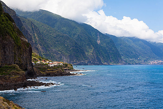 风景,悬崖,海岸,马德拉岛,靠近,葡萄牙,欧洲