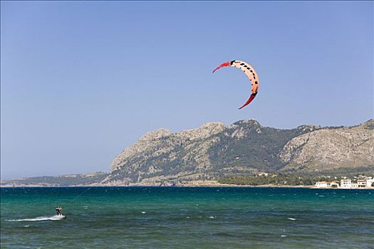 风筝冲浪,北海岸,马略卡岛,巴利阿里群岛,西班牙