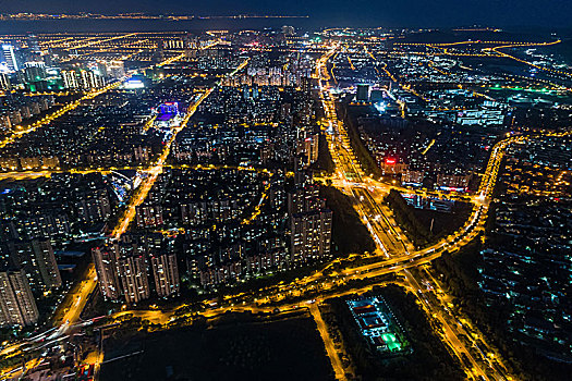 现代,城市,全景,夜景