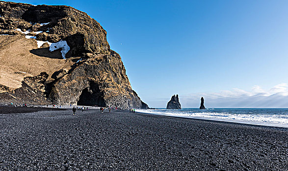 黑色,海滩,石头,针,靠近,冰岛,欧洲