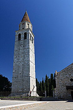 钟楼,大教堂,阿奎利亚,广场,靠近,格拉多,意大利,欧洲