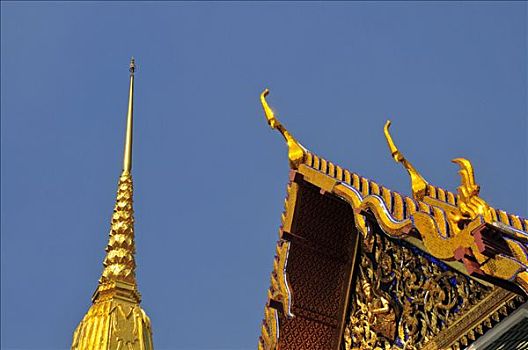 金色,契迪,正面,皇家,祠庙,玉佛寺,大皇宫,曼谷,泰国,东南亚,亚洲