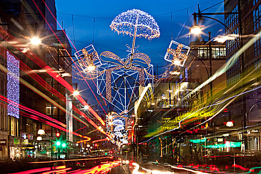 牛津街,圣诞灯光,伦敦,英国