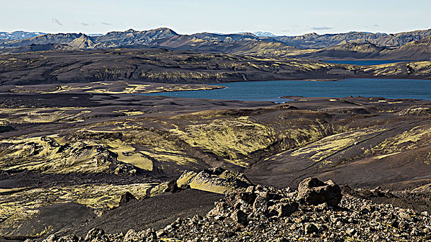 火山,火山口,排,风景,冰岛