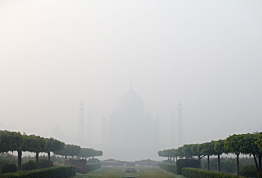 印度,阿格拉,泰姬陵,浓厚,雾