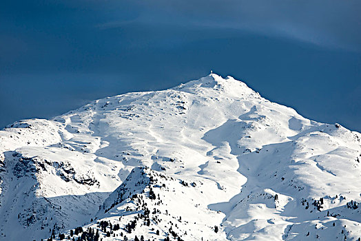 雪冠,顶峰,冬天,男式礼服,阿尔卑斯山,提洛尔,奥地利,欧洲