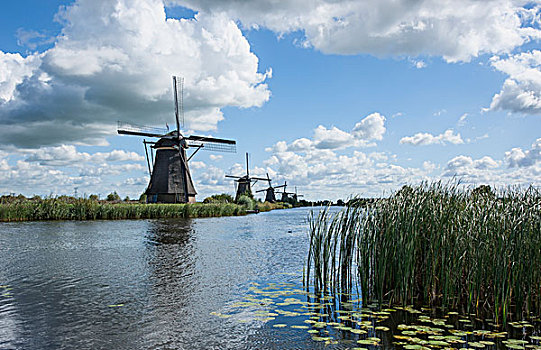 荷兰,风车,水边