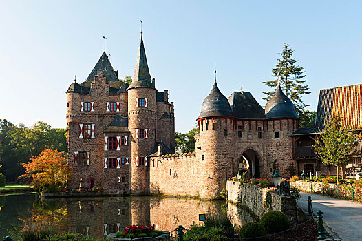 中世纪,护城河,城堡,北莱茵威斯特伐利亚,德国,欧洲
