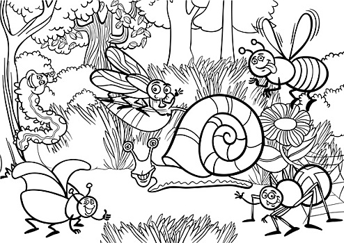 卡通,昆虫,上色画册