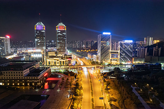 广西桂林城市夜景航拍