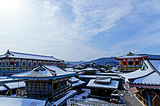 湖北襄阳影视城雪景