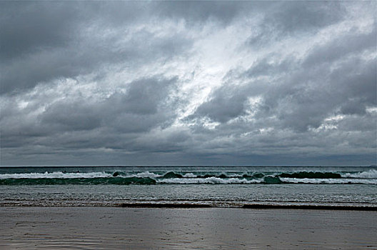 冲浪,等待,风暴,天气,海岸,纽基,康沃尔,英格兰,英国,欧洲