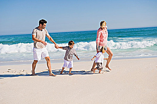 家庭,享受,假期,海滩