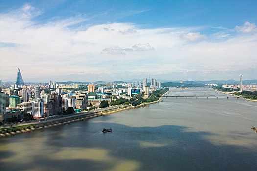 朝鲜平壤城市天际线景观