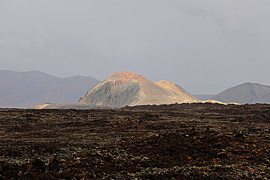 熔岩原,正面,火山口,无人,山地,区域,大,富埃特文图拉岛,加纳利群岛,西班牙,欧洲