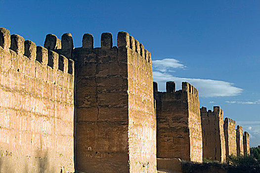摩洛哥,山谷,达鲁丹,最好,保存,壁,城墙